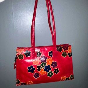 Genuine Leather Flower Handbag